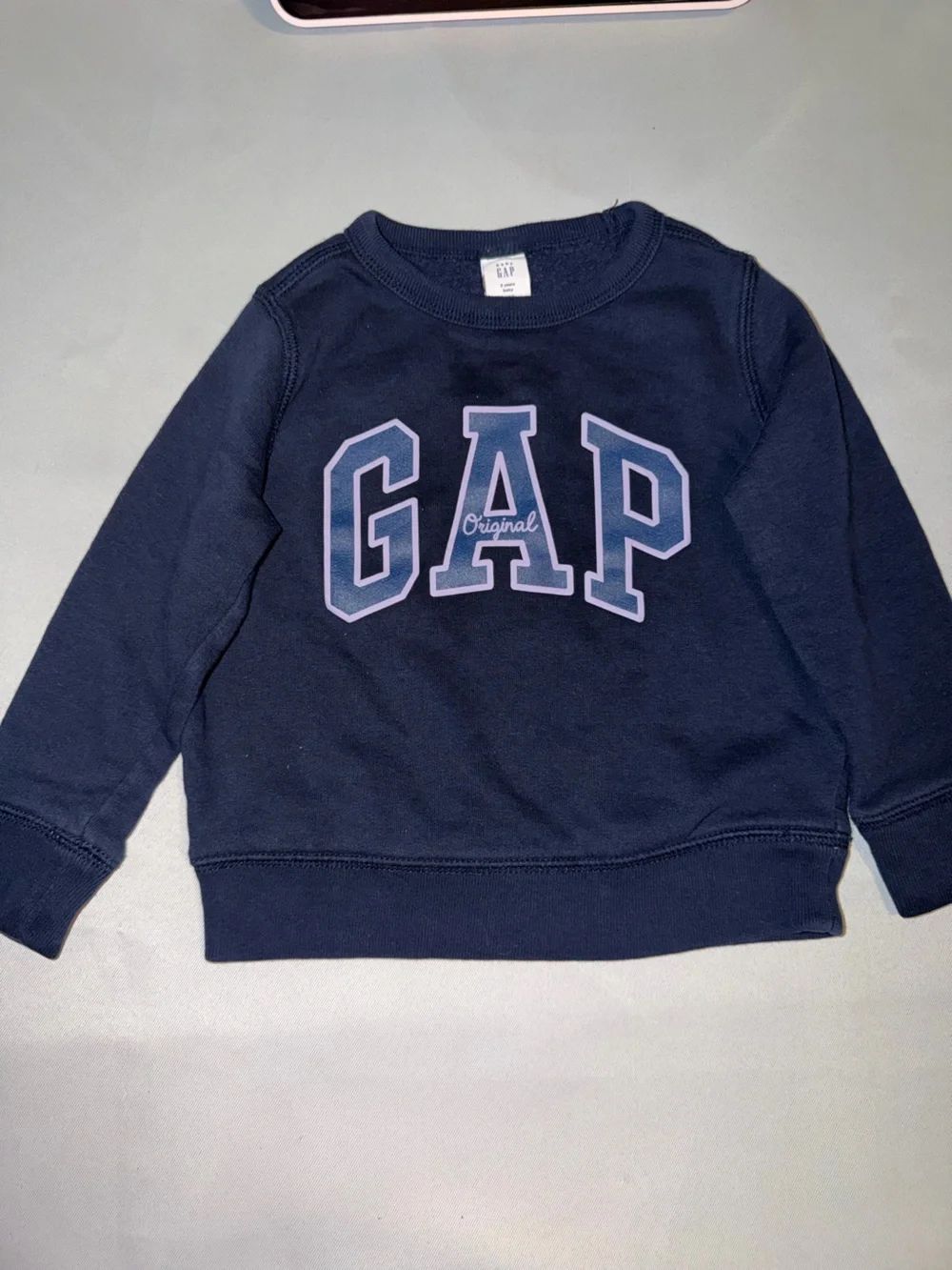 GAP toddler girl Navy Crewneck Sweatshirt with Lilac Logo